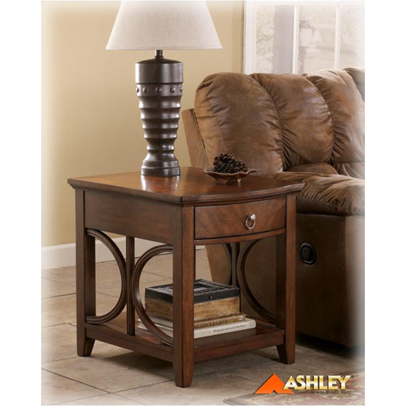 T4913 Ashley Furniture Rectangular End Table Brown Finish