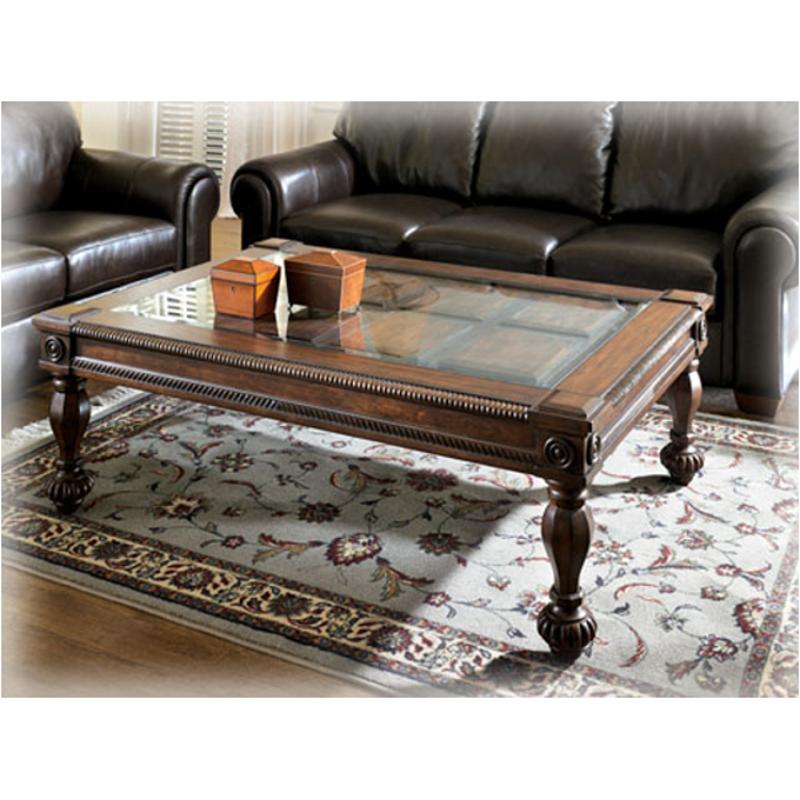 T616-1 Ashley Furniture Mantera - Dark Rustic Brown Living Room Furniture Cocktail Table
