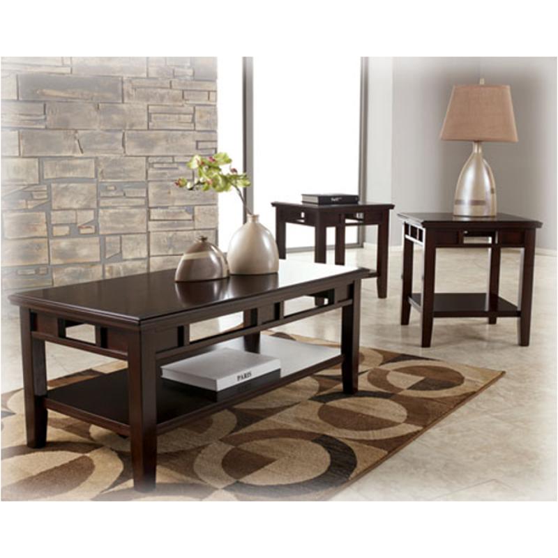 T160-13 Ashley Furniture Logan - Dark Brown Finish Living Room Furniture Occasional Table Set