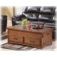 T719-9 Ashley Furniture Cross Island - Medium Brown Living Room Furniture Cocktail Table