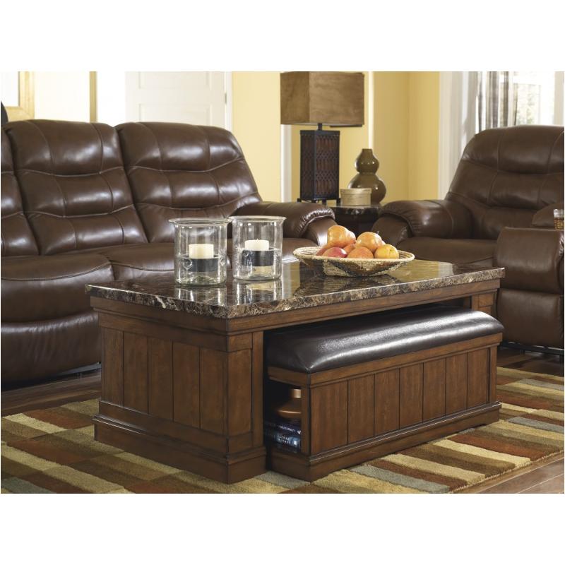 T838-1 Ashley Furniture Merihill - Medium Brown Living Room Furniture Cocktail Table