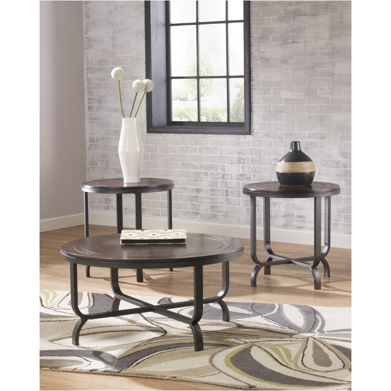 T238-13 Ashley Furniture Ferlin - Dark Brown Living Room Furniture Occasional Table Set