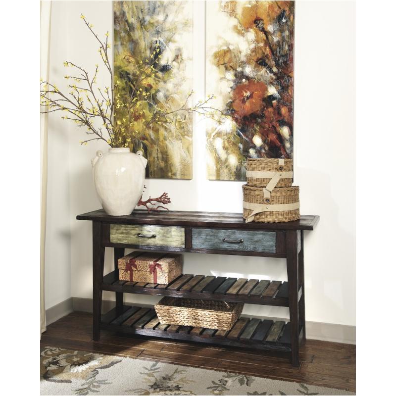 T580-4 Ashley Furniture Mestler - Rustic Brown Living Room Furniture Sofa Table
