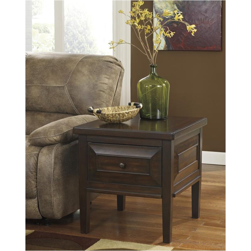 T695-2 Ashley Furniture Hindell Park - Rustic Brown Living Room Furniture End Table