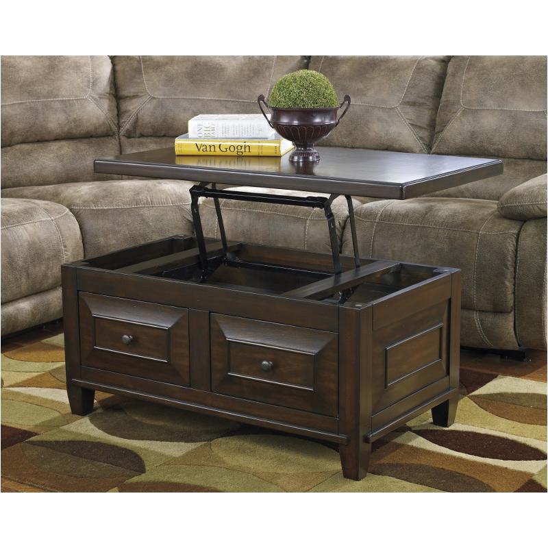 T695-9 Ashley Furniture Hindell Park - Rustic Brown Living Room Furniture Cocktail Table