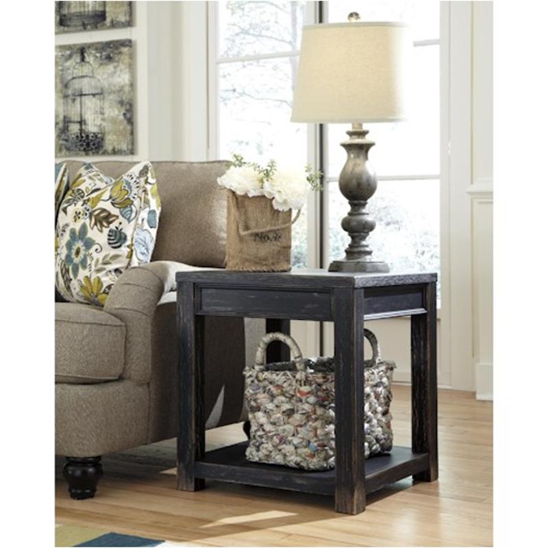T732 2 Ashley Furniture Gavelston Black Square End Table