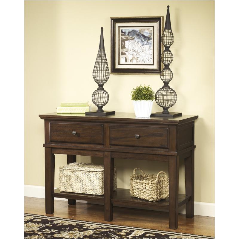 T845-4 Ashley Furniture Gately - Medium Brown Living Room Furniture Sofa Table