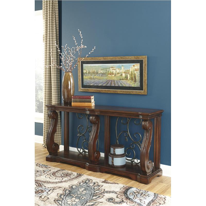 T869-4 Ashley Furniture Alymere - Rustic Brown Sofa Table