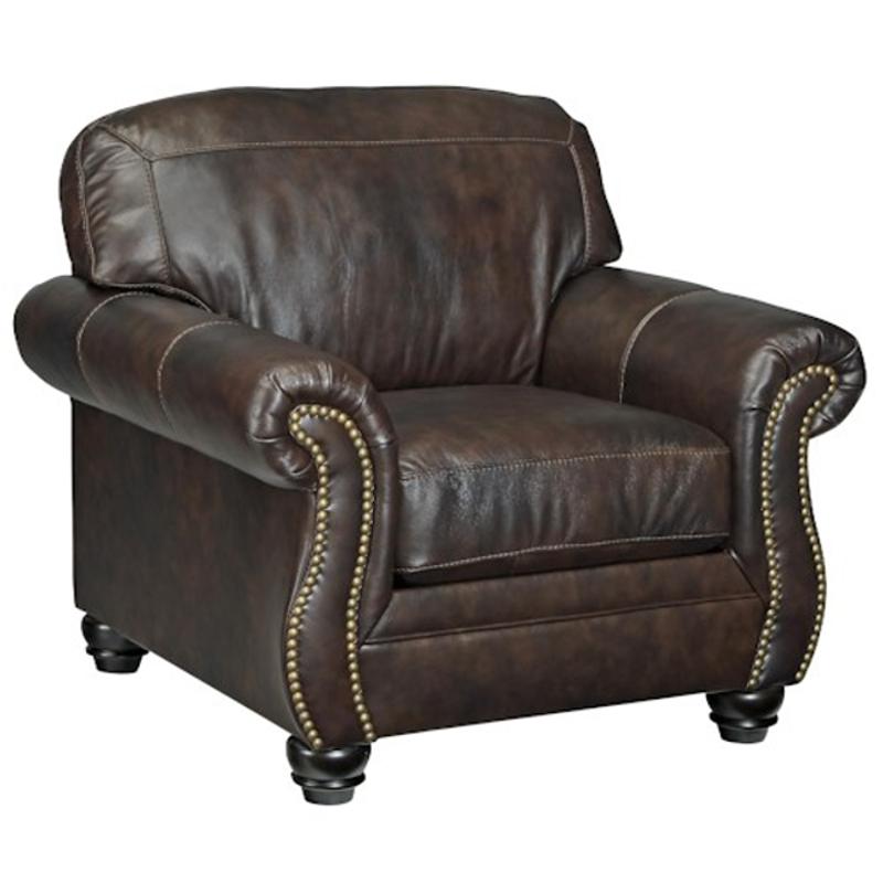 8220220 Ashley Furniture Bristan - Walnut Nailhead Trim Chair