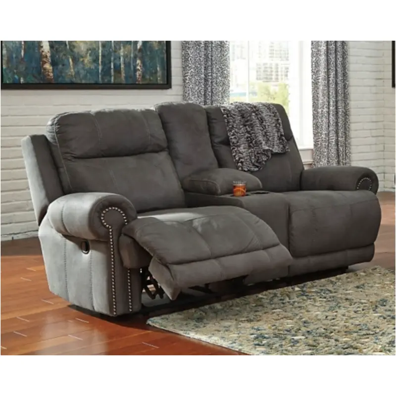 Ashley Furniture Austere Faux Leather Reclining Sofa In Gray
