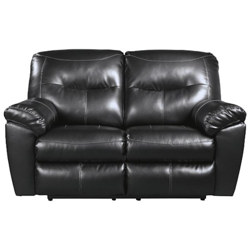 8470186 Ashley Furniture Reclining Loveseat, Black Leather Sofa Recliner