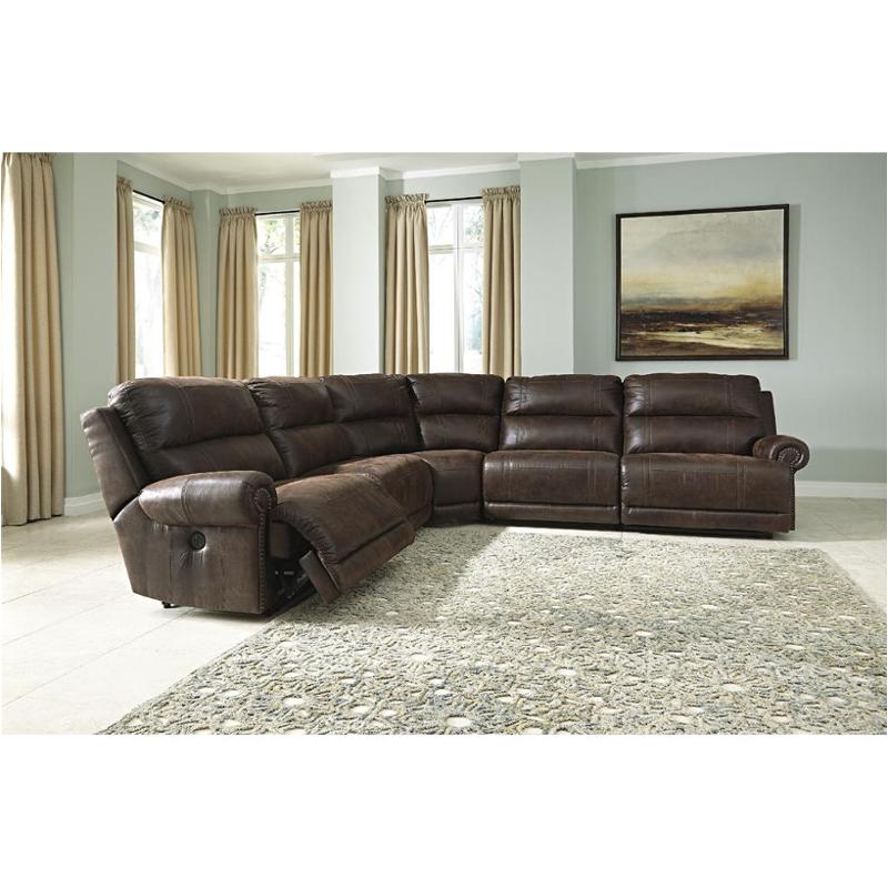 9310141 Ashley Furniture Raf Zero Wall, Espresso Leather Reclining Sectional