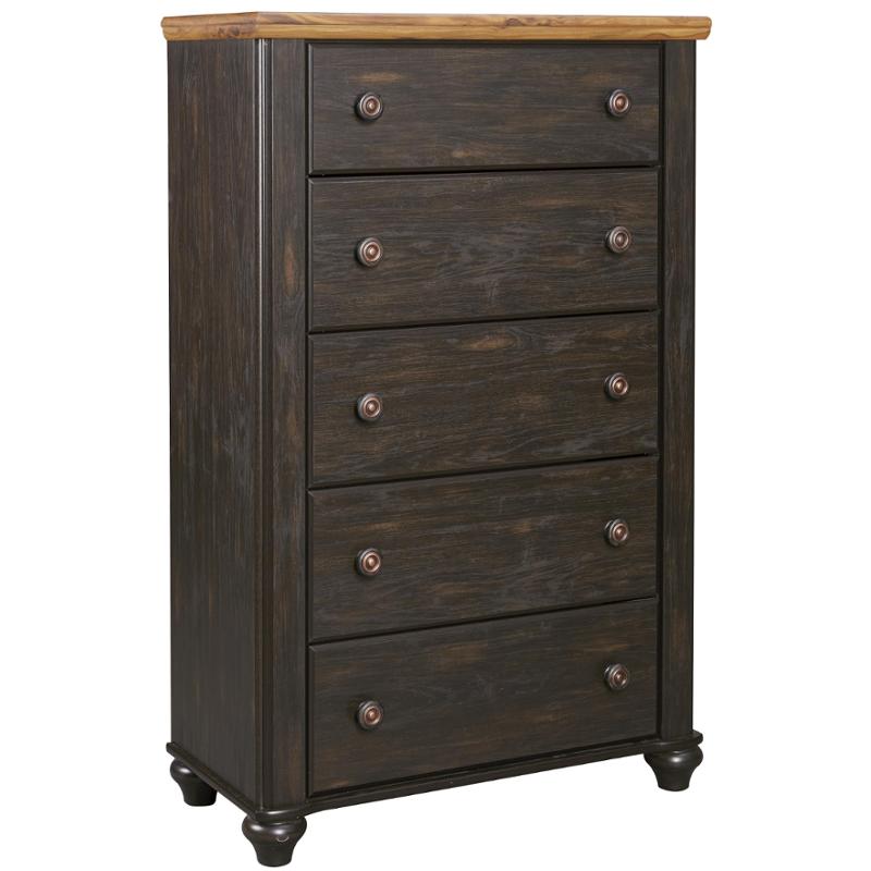 B22046 Ashley Furniture Maxington Twotone Five Drawer Chest