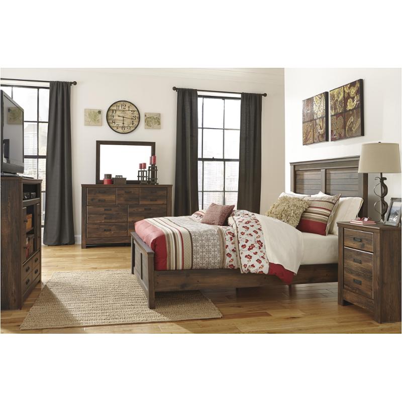 B246 57 Ashley Furniture Quinden Dark Brown Queen Panel Bed