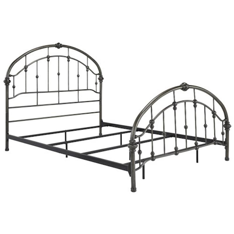 Letto Matrimoniale In Metallo Nashburg - Testiera E Pediera In Ferro Battuto, Finitura Opaca Nera, Signature Design By Ashley