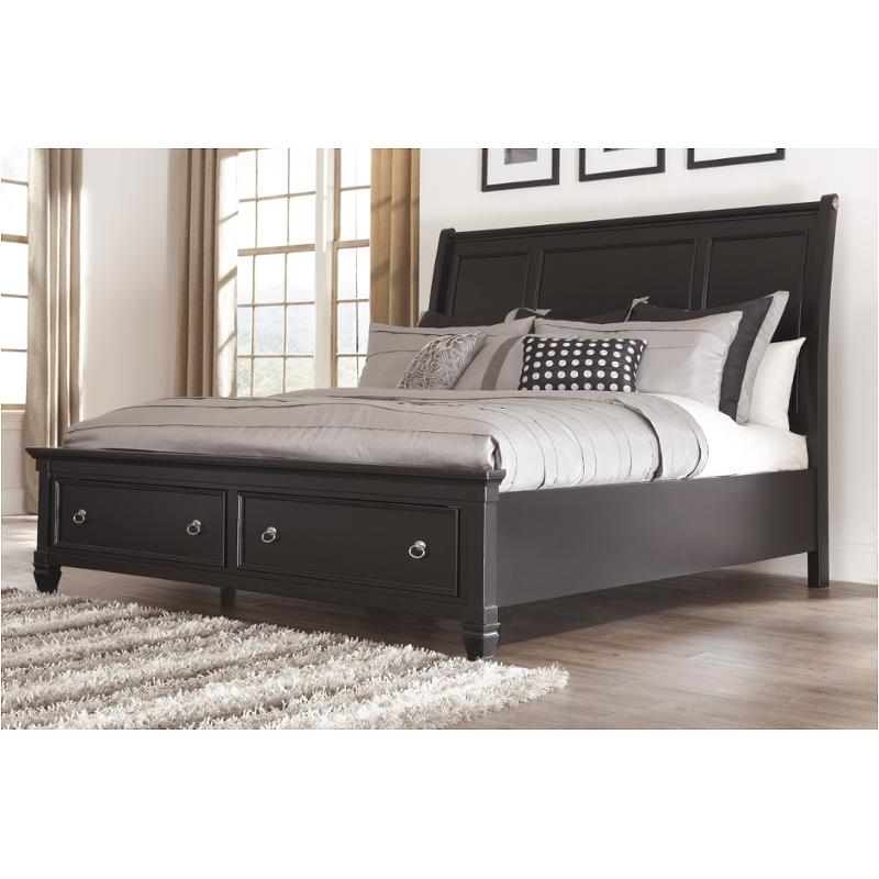 B67157 Ashley Furniture Greensburg Black Queen Panel Bed