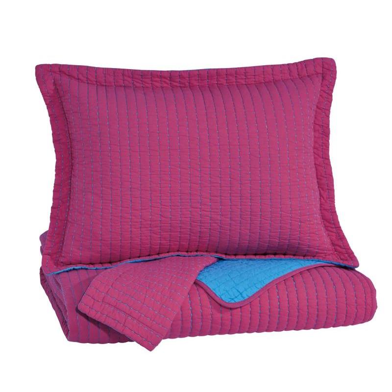 Q225033f Ashley Furniture Dansby - Magenta/aqua Bedding Comforter