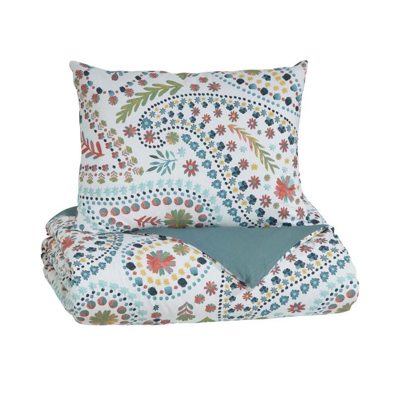 Q228001t Ashley Furniture Danniell - Pink/aqua/orange Bedding Comforter