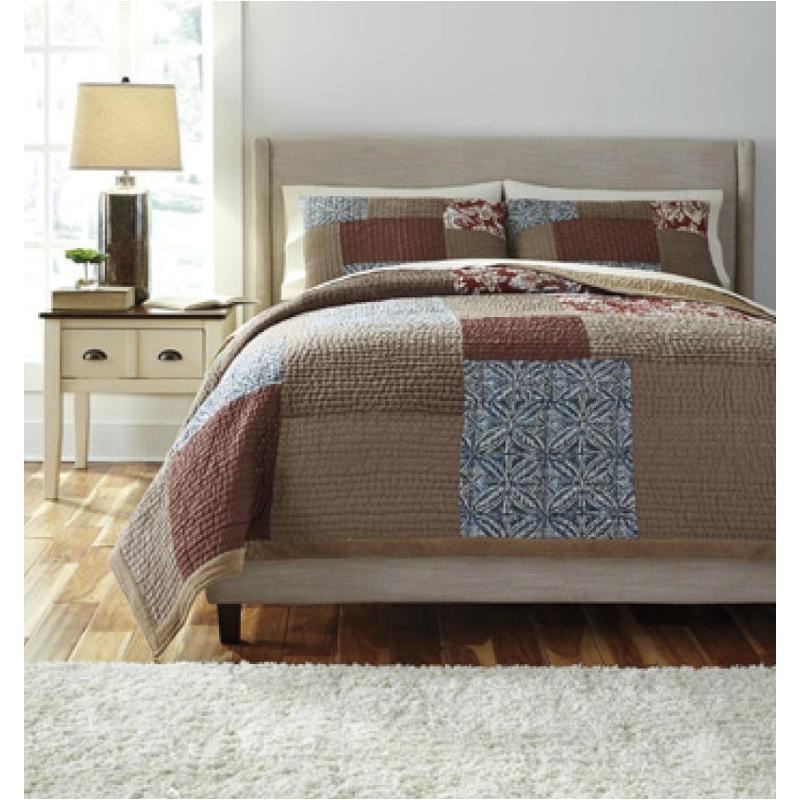 Q452003k Ashley Furniture Patchwork - Plum Bedding Comforter
