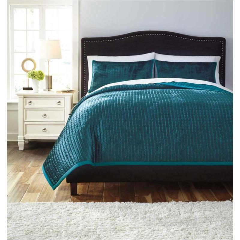Q488003q Ashley Furniture Stitched - Peacock Bedding Comforter