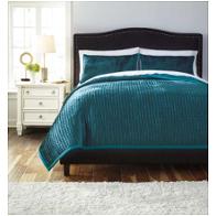 Q488003q Ashley Furniture Stitched - Peacock Bedding Comforter
