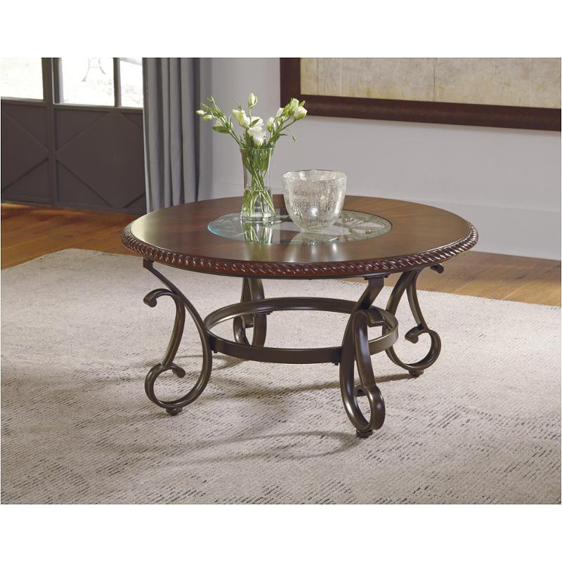 T626-8 Ashley Furniture Gambrey - Reddish Brown Living Room Furniture Cocktail Table