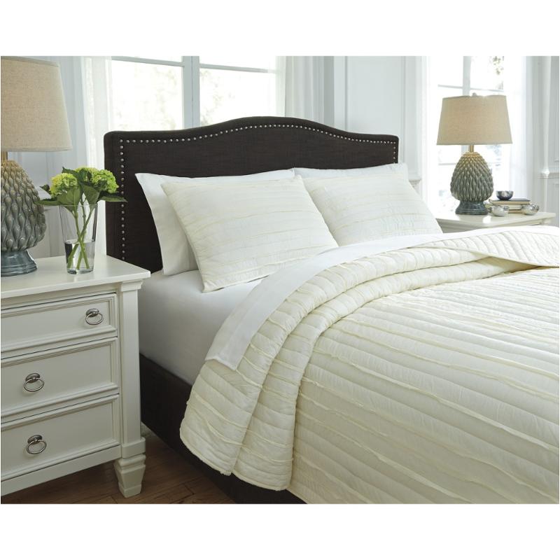 Q737013k Ashley Furniture Solsta - Ivory King Coverlet Set