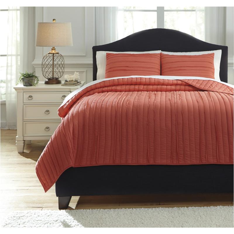 Q737023q Ashley Furniture Solsta Coral Queen Coverlet Set