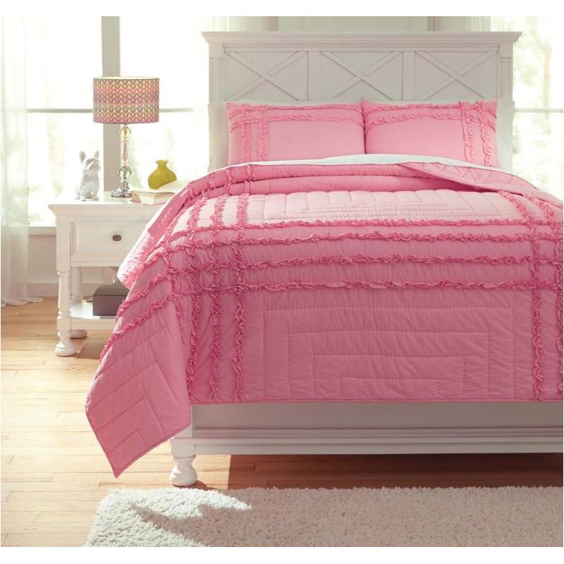 Q747003f Ashley Furniture Megara Pink Bedding Full Quilt Set
