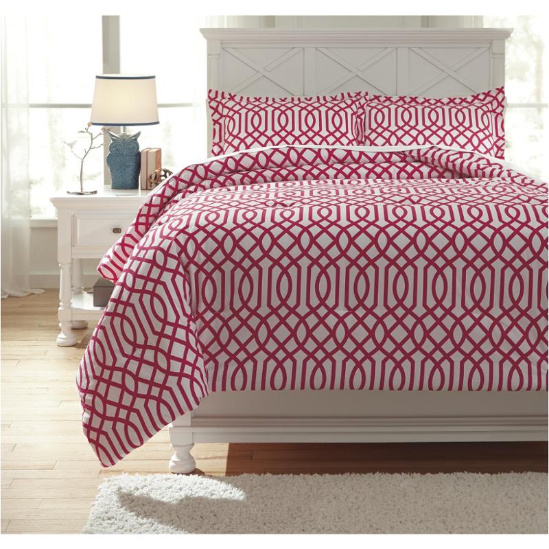 Q758013f Ashley Furniture Loomis Pink Full Comforter Set