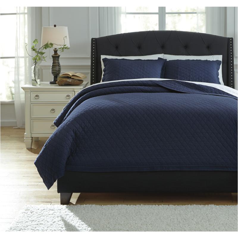 Q760023k Ashley Furniture Alecio - Navy Bedding Comforter