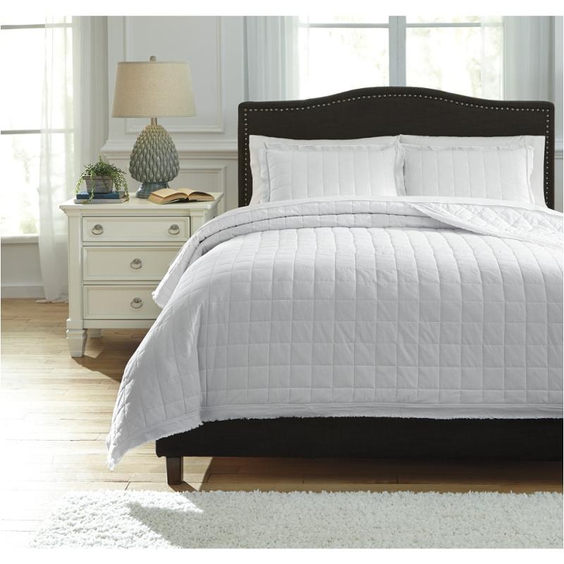 Q776013k Ashley Furniture Amare - White Bedding King Coverlet Set