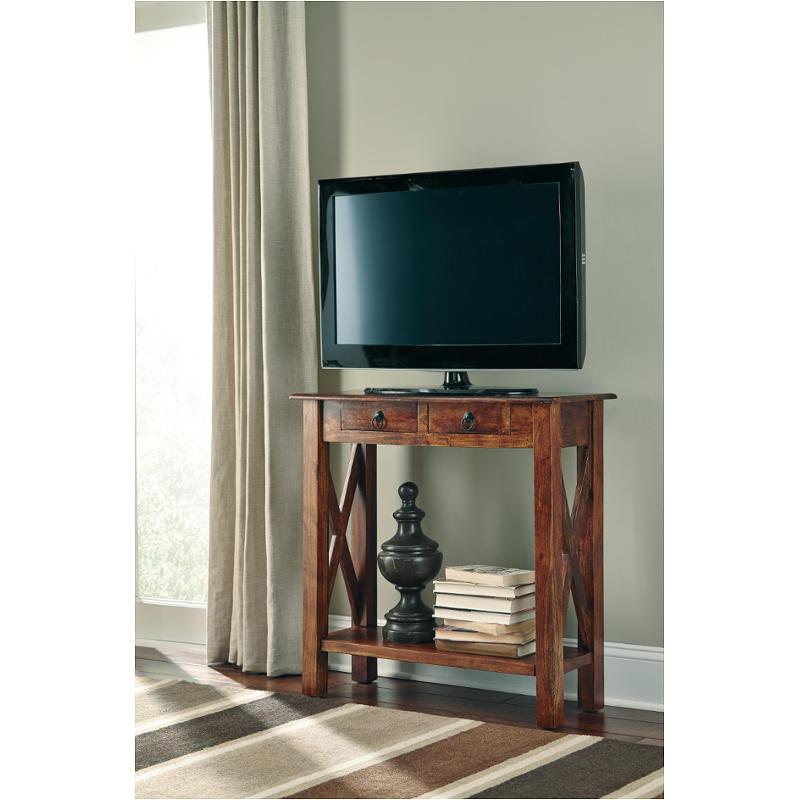 T800 114 Ashley Furniture Abbonto Warm Brown Console Sofa Table