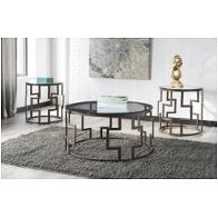T138-13 Ashley Furniture Frostine - Dark Bronze Finish Living Room Furniture Occasional Table Set
