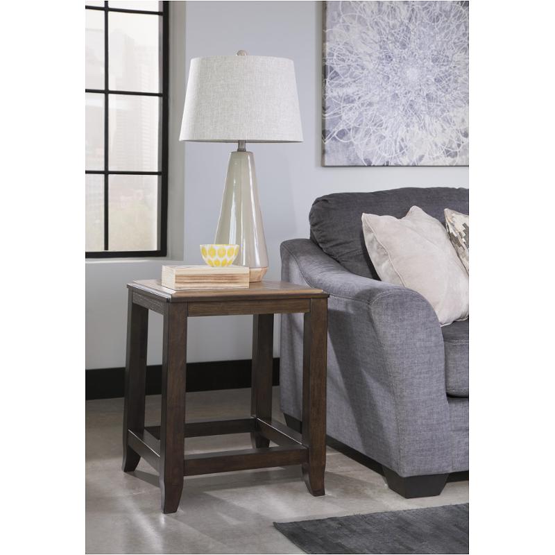 T3882 Ashley Furniture Mandoro Twotone Brown Square End Table