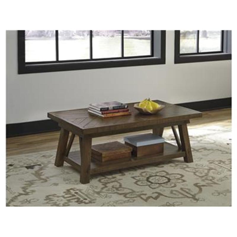 T863-1 Ashley Furniture Dondie - Rustic Brown Living Room Furniture Cocktail Table