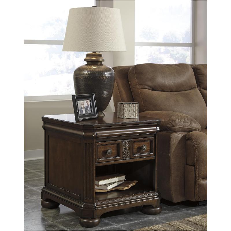 T8683 Ashley Furniture Lamonte Brown Rectangular End Table
