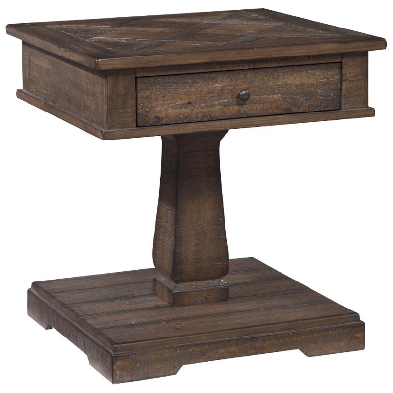 T887-2 Ashley Furniture Zalarah - Rustic Brown Square End Table