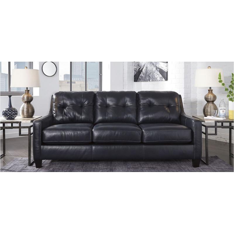 O Kean Leather Sofa Dark Navy, Ashley Furniture Black Leather Couch