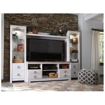 W267-27 Ashley Furniture Willowton - Whitewash Home Entertainment Furniture Entertainment Center