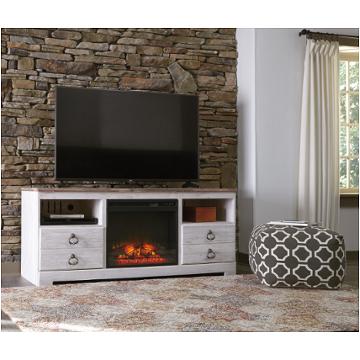 W267-68 Ashley Furniture Willowton - Whitewash Home Entertainment Furniture Tv Console