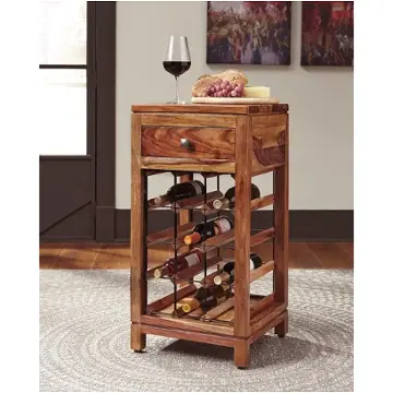 T800-015 Ashley Furniture Abbonto - Warm Brown Accent Furniture Wine Storage
