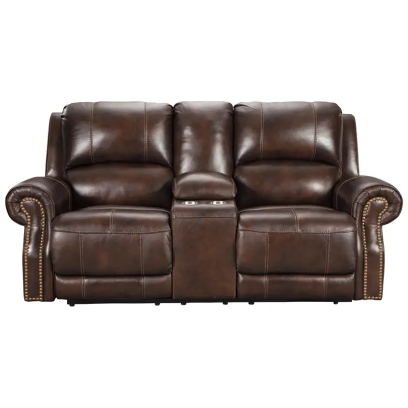 U8460418 Ashley Furniture Pwr Rec Console Loveseat/adj Headrest