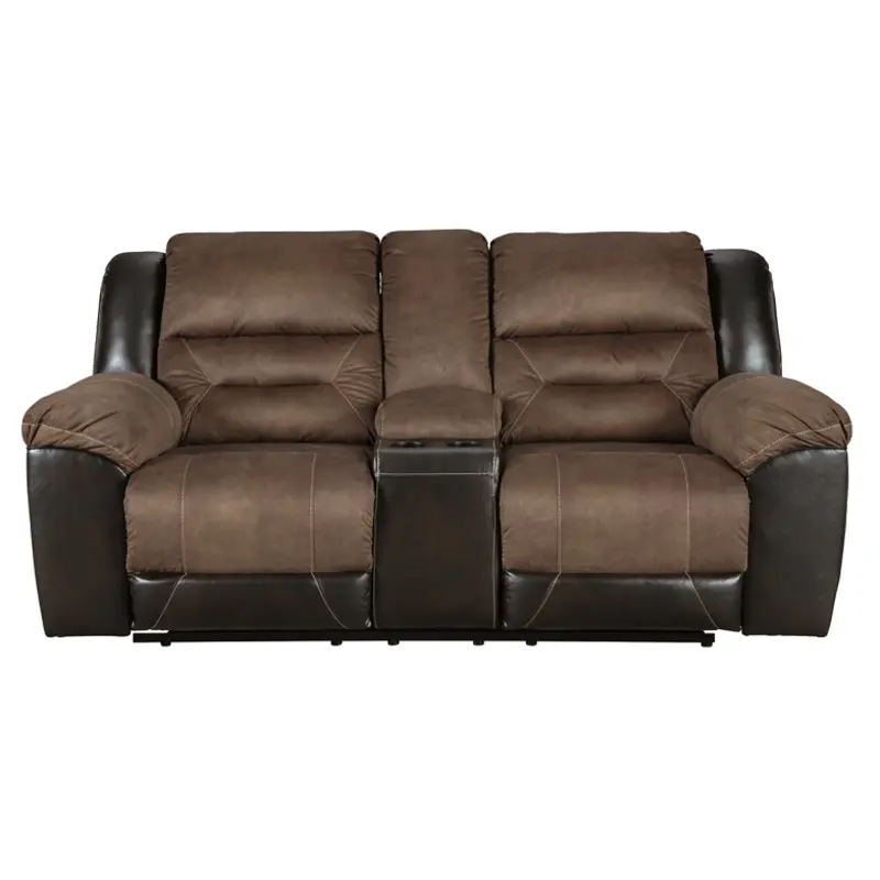 2910194 Ashley Furniture Earhart - Chestnut Double Reclining Loveseat With  Console