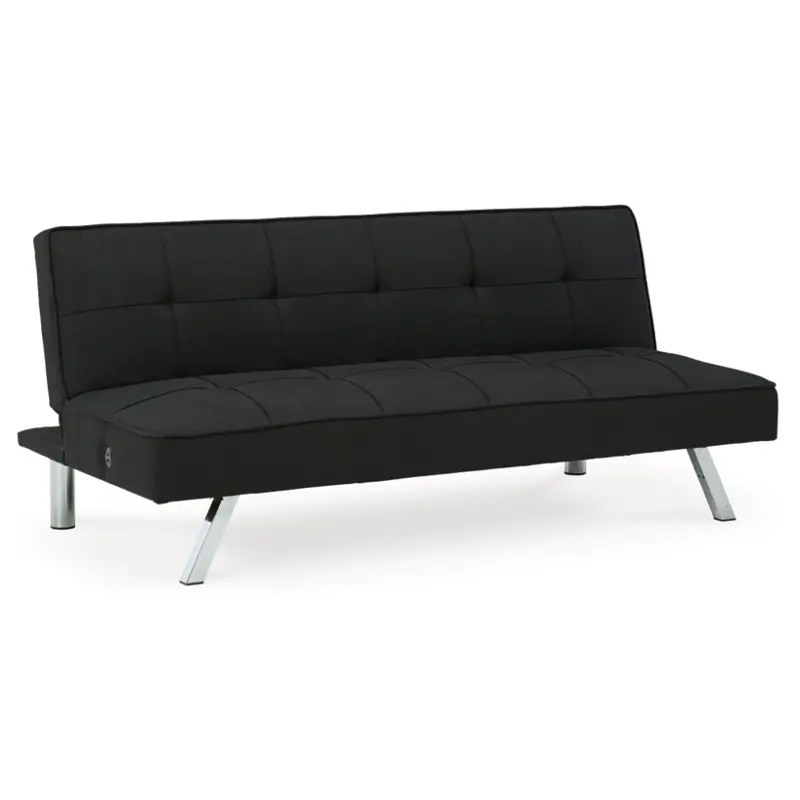 6800545 Ashley Furniture Santini - Black Flip Flop Armless Sofa