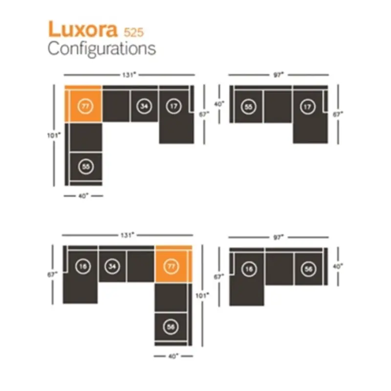 5250177 Ashley Furniture Luxora Living Room Furniture Wedge