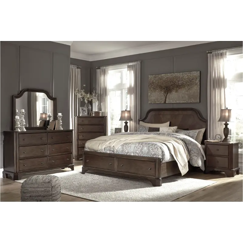 B517-58 Ashley Furniture King Panel Bed With 2 Storage Drawers