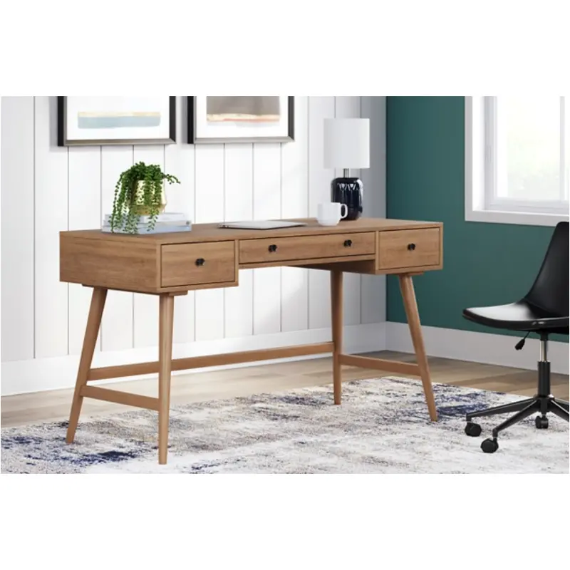 H060-27 Ashley Furniture Thadamere Home Office Desk (wood Tone)