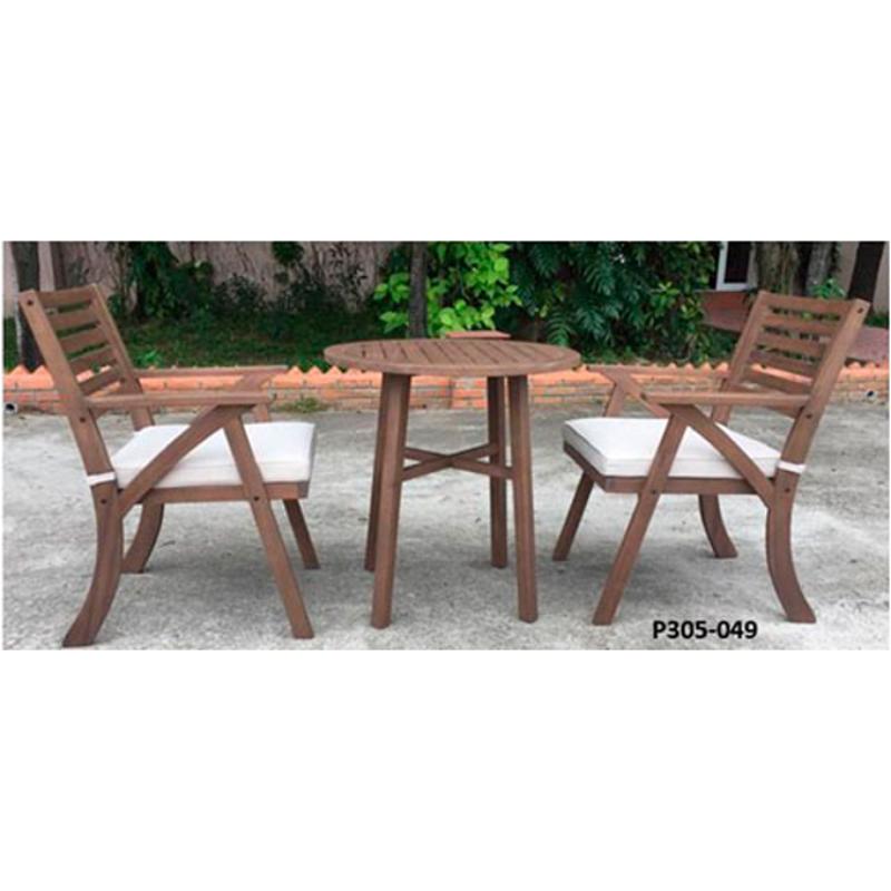 P305049 Ashley Furniture Chairs W/cush/table Set (3/cn) Teak
