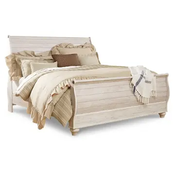 B267-178 Ashley Furniture Willowton - Whitewash Bedroom Furniture Bed